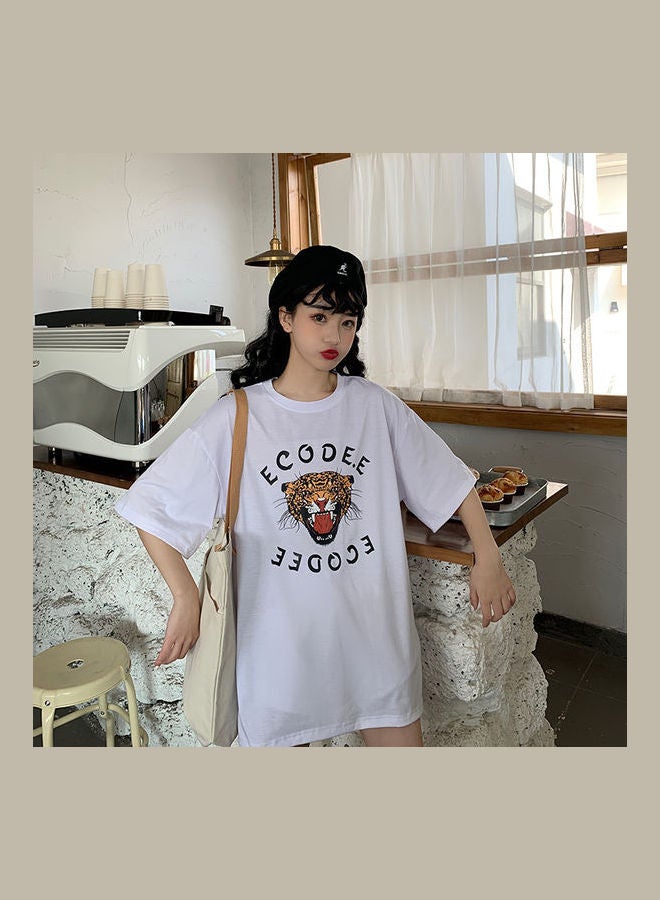 Generic Cartoon Tiger Short Sleeve Pullover White  - Image 1