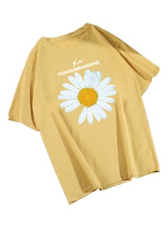 Generic Daisy Pattern Short-sleeved Tops Light Yellow  - Image 1