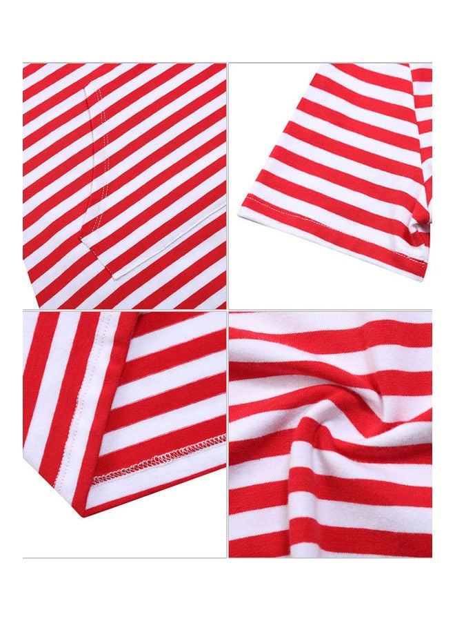 Hooded Short Sleeve Dress Red / White  - Image 4