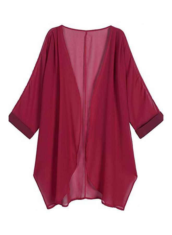 Sunshine-Proof Fashion Loose Top Wine Red  - Image 1