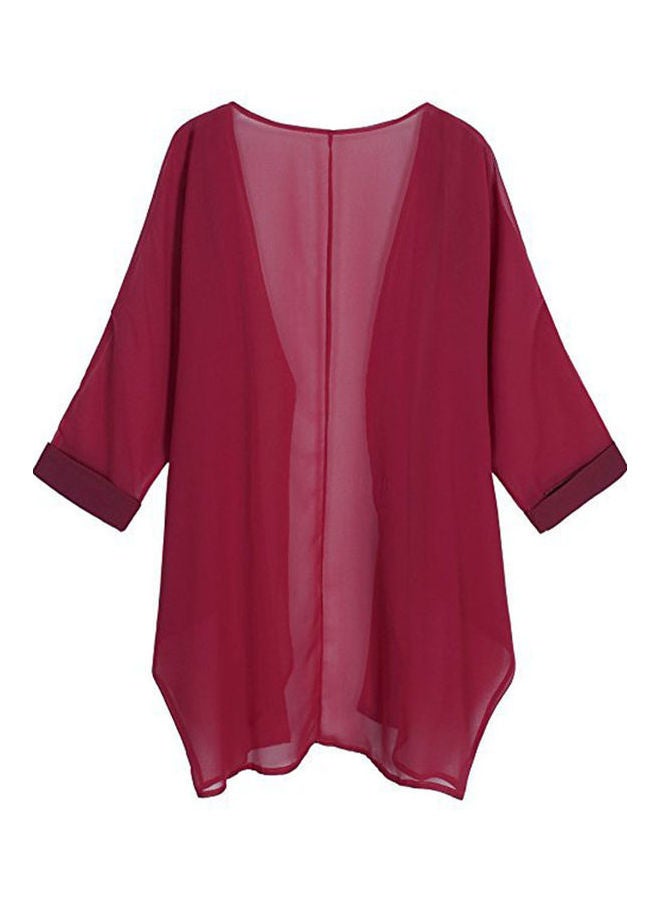 Sunshine-Proof Fashion Loose Top Wine Red  - Image 2