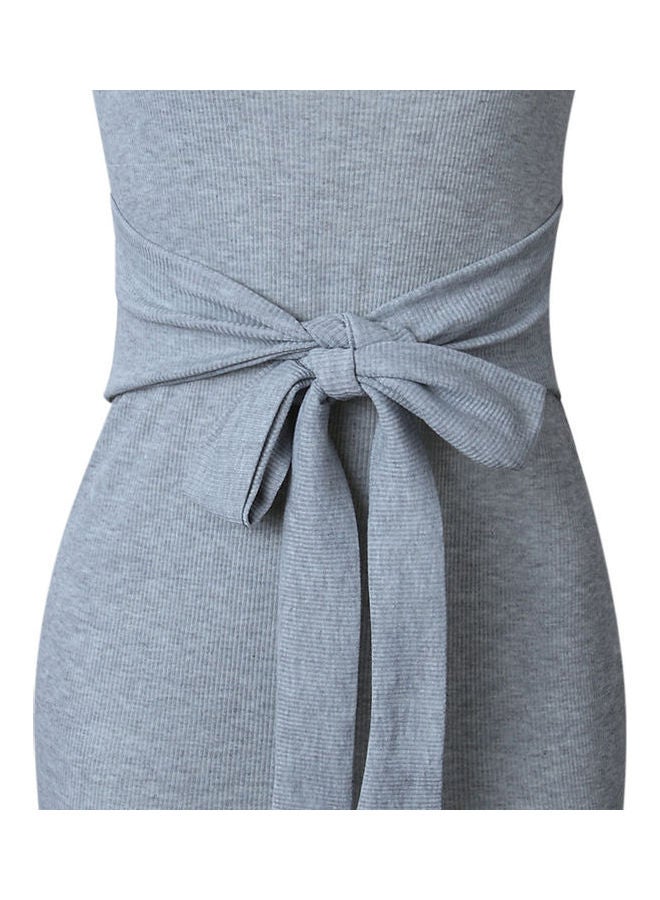 Tight-Fitting Slim Dress Grey - Image 2