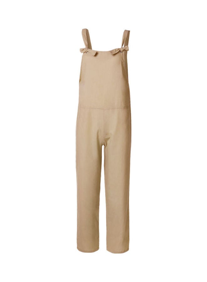 High Waist Suspender Trousers Khaki