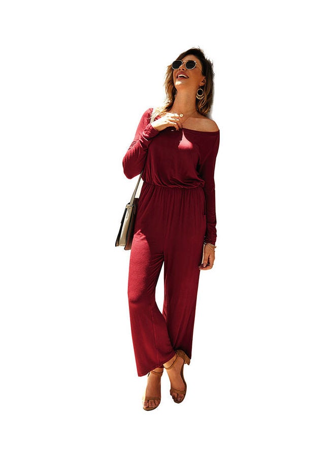 Casual Jumpsuits Wide Leg Trousers Red Wine - Image 2