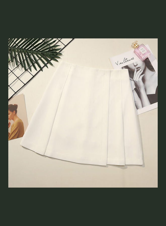 Generic - Women Irregular High Waist All Match Splicing A Line Skirt white - Image 1
