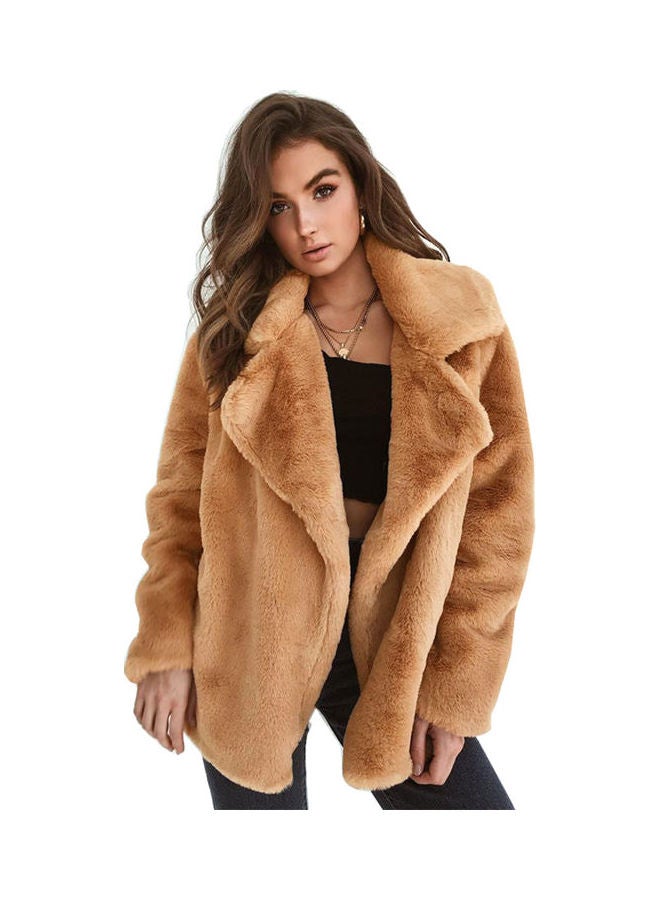 Generic - Long Sleeves Winter Coat Light Brown - Image 1
