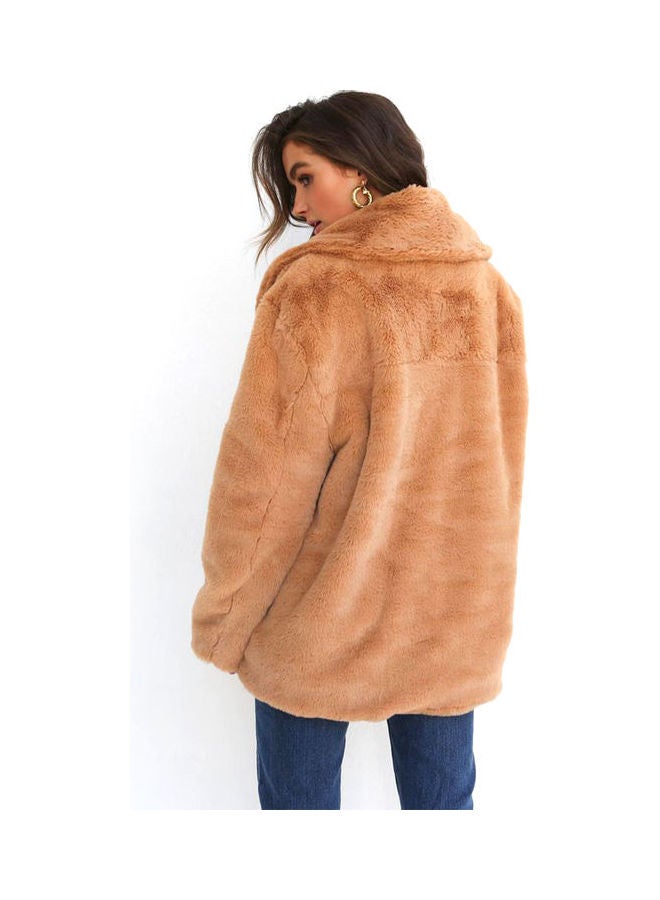 Generic - Long Sleeves Winter Coat Light Brown - Image 1