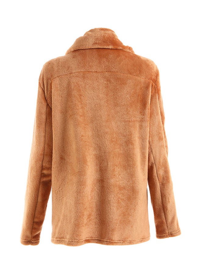 Generic - Long Sleeves Winter Coat Light Brown - Image 1