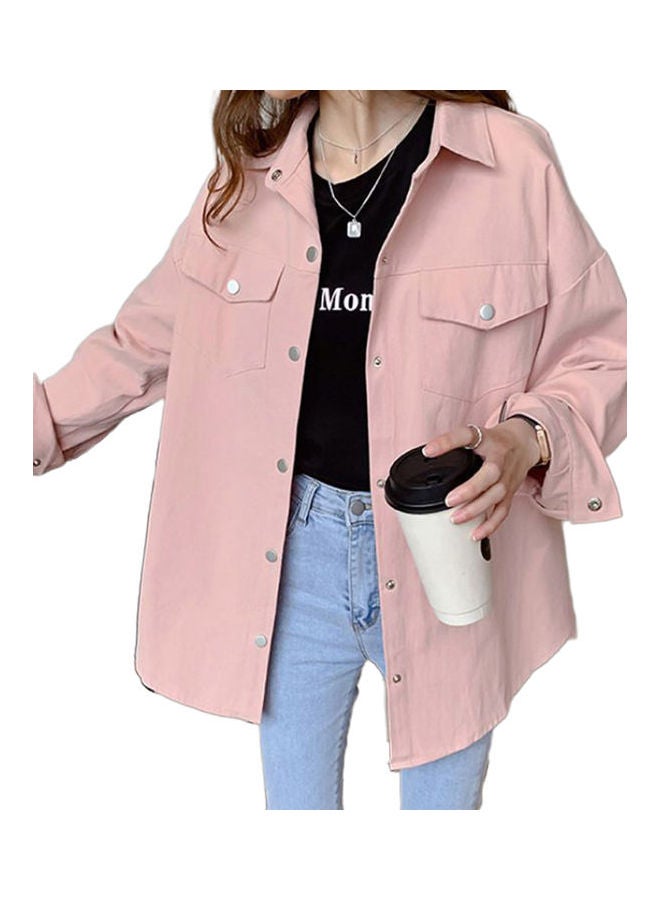 Solid Denim Shirt Pink - Image 1