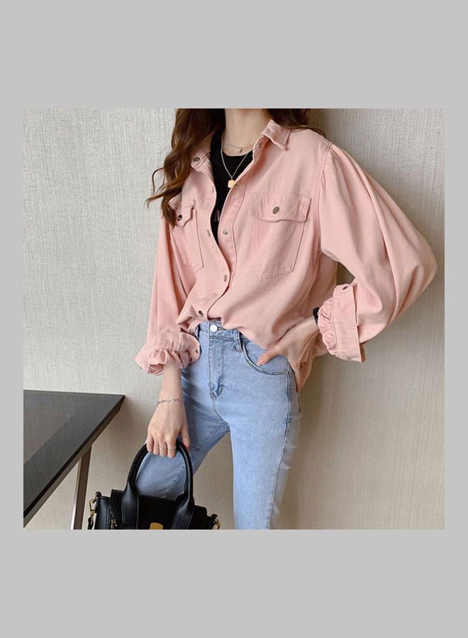 Solid Denim Shirt Pink - Image 3