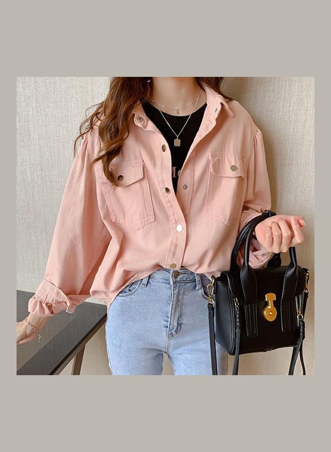 Solid Denim Shirt Pink - Image 5