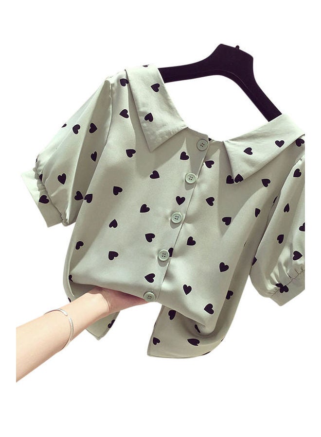 Short Sleeve Chiffon Tops Green  - Image 1
