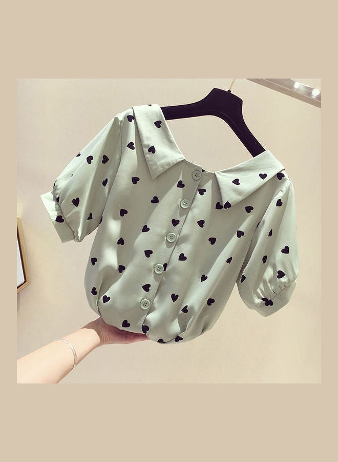 Short Sleeve Chiffon Tops Green  - Image 4
