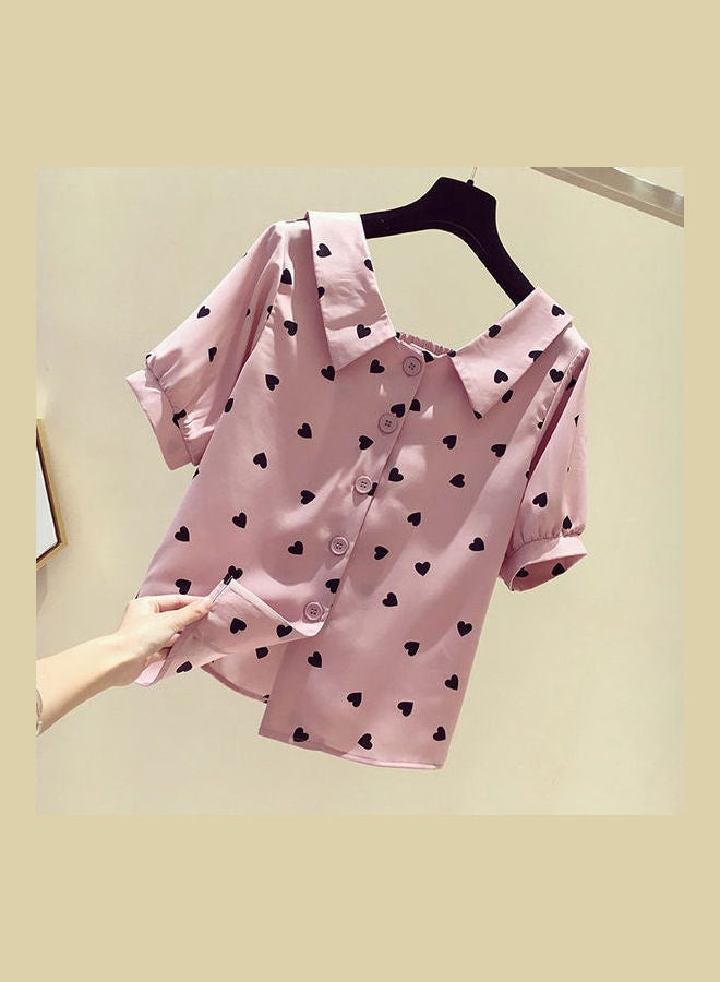 Short Sleeve Chiffon Tops Pink  - Image 4