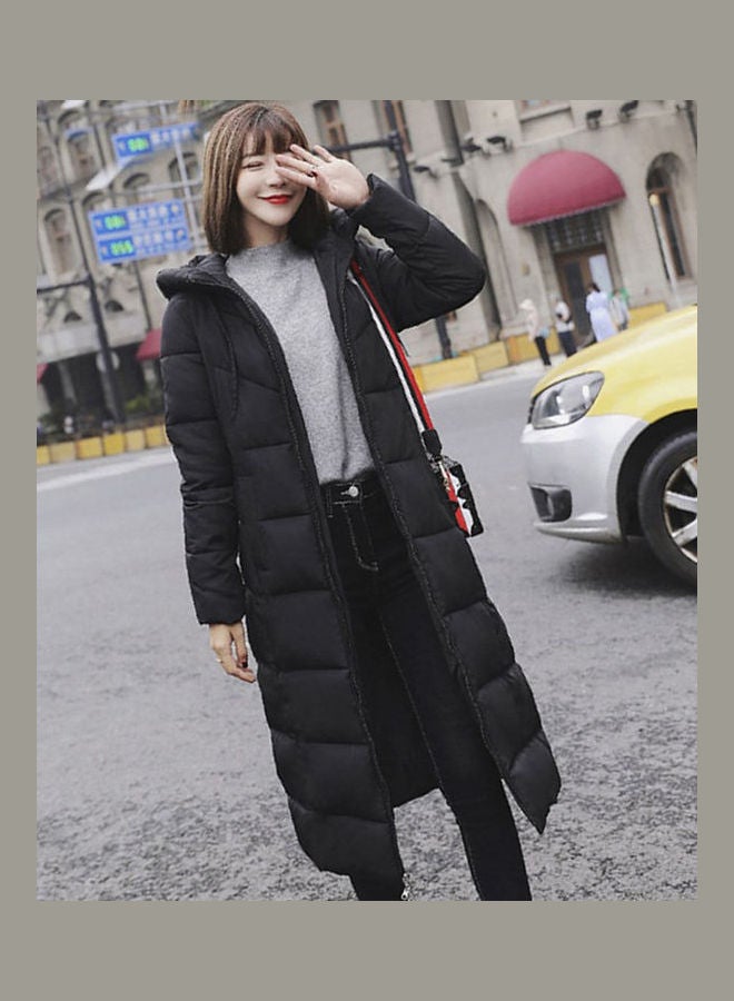 Generic Solid Color Long Overcoat Black  - Image 3