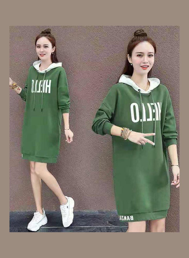 Long Hoodie Sweatshirt Green - Image 1
