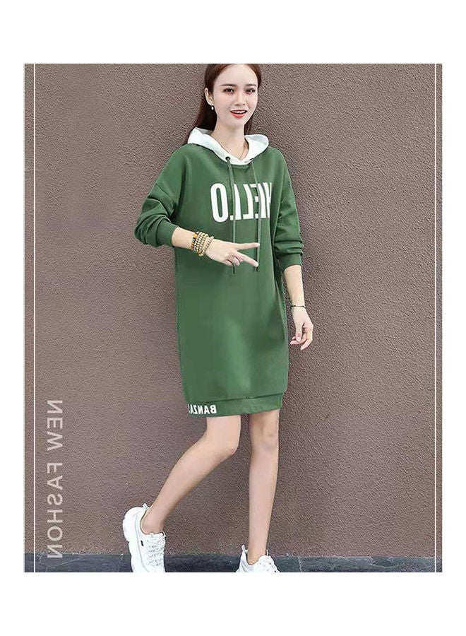 Long Hoodie Sweatshirt Green - Image 4