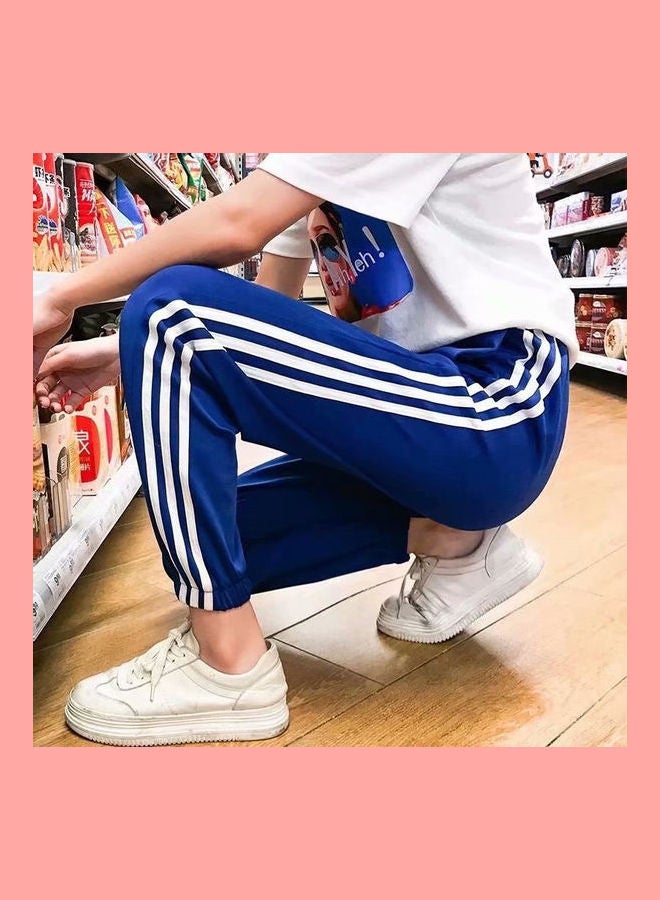 Women Hip Hop 3 Stripes Casual Pants Blue - Image 1