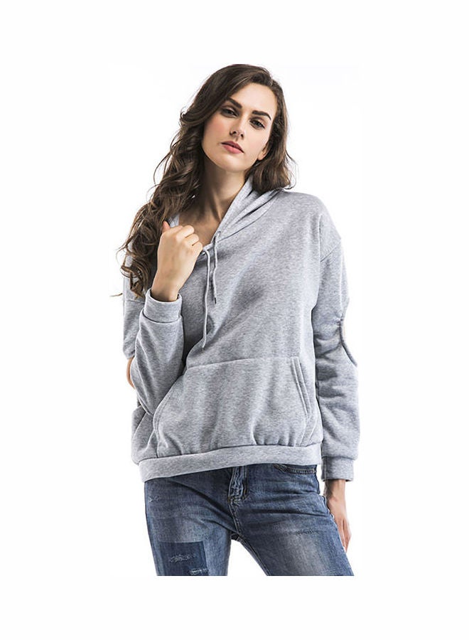 Sweatshirts Womens Hoodies Long Sleeve Grey - Image 1