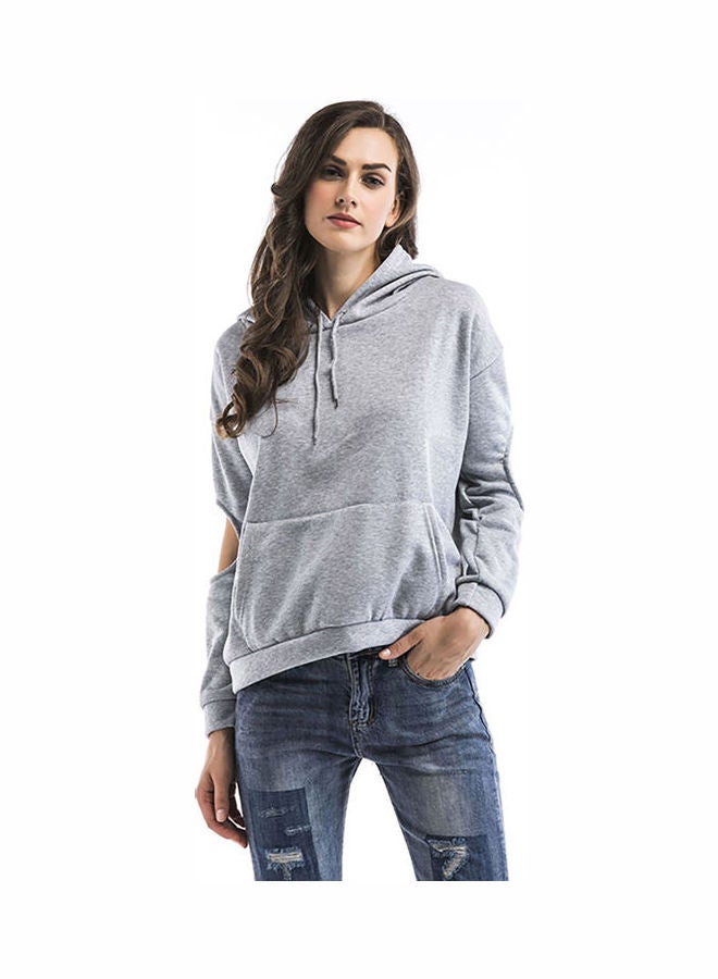 Sweatshirts Womens Hoodies Long Sleeve Grey - Image 3