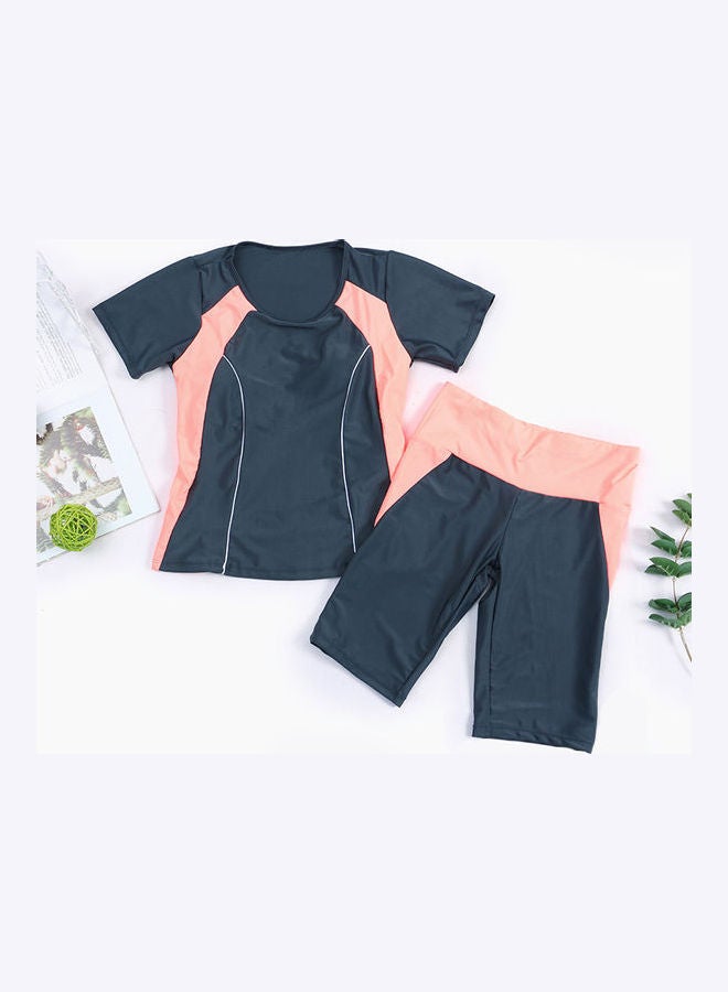 Nylon Swimming Suit Set Grey/Orange - Image 3