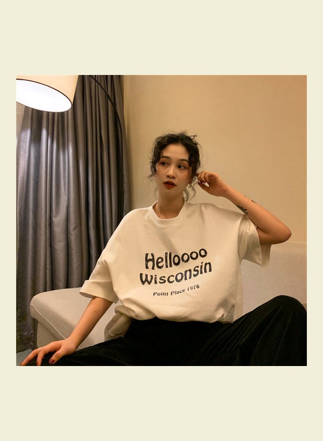 تيشيرت بطبعة عبارة "Hellooo Winconsin" أبيض - Image 4