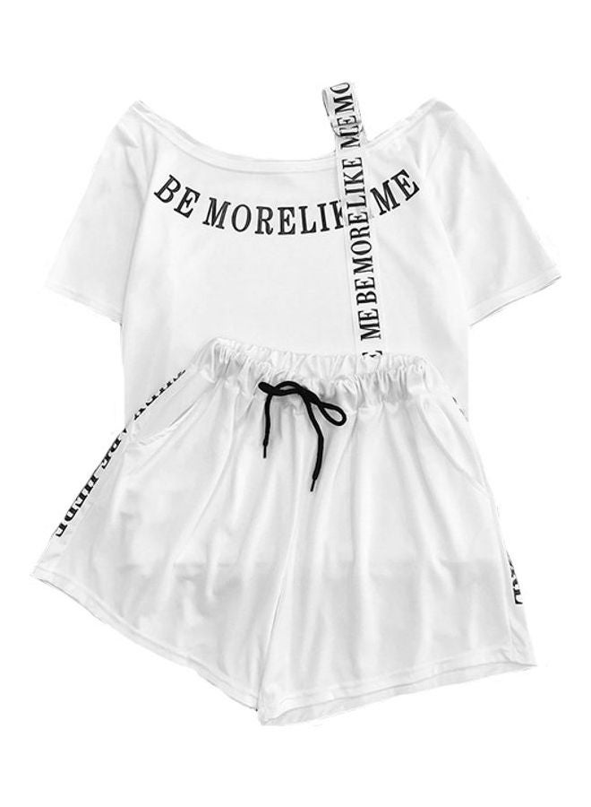 Be More Like Me Printed T-Shirt And Shorts White/Black  - Image 1