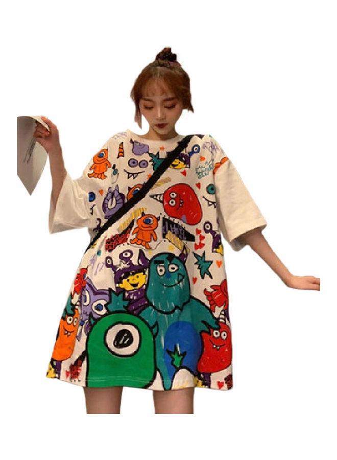 Cartoon Printed T-Shirt White/Red/Green  - Image 1