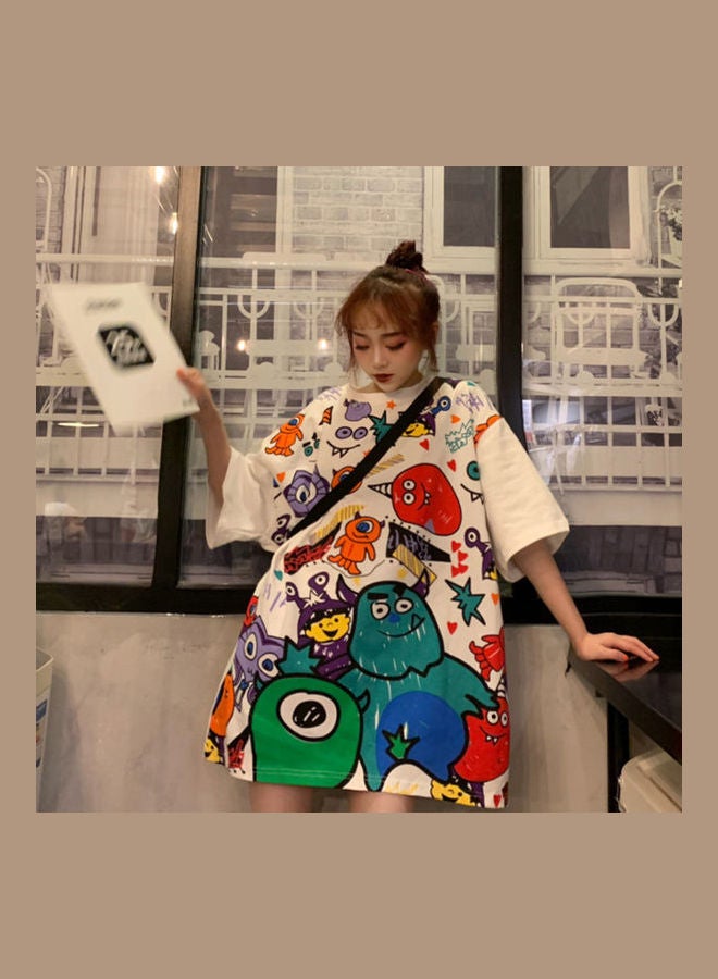 Cartoon Printed T-Shirt White/Red/Green  - Image 3