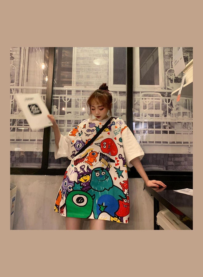 Cartoon Printed T-Shirt White/Red/Green  - Image 5