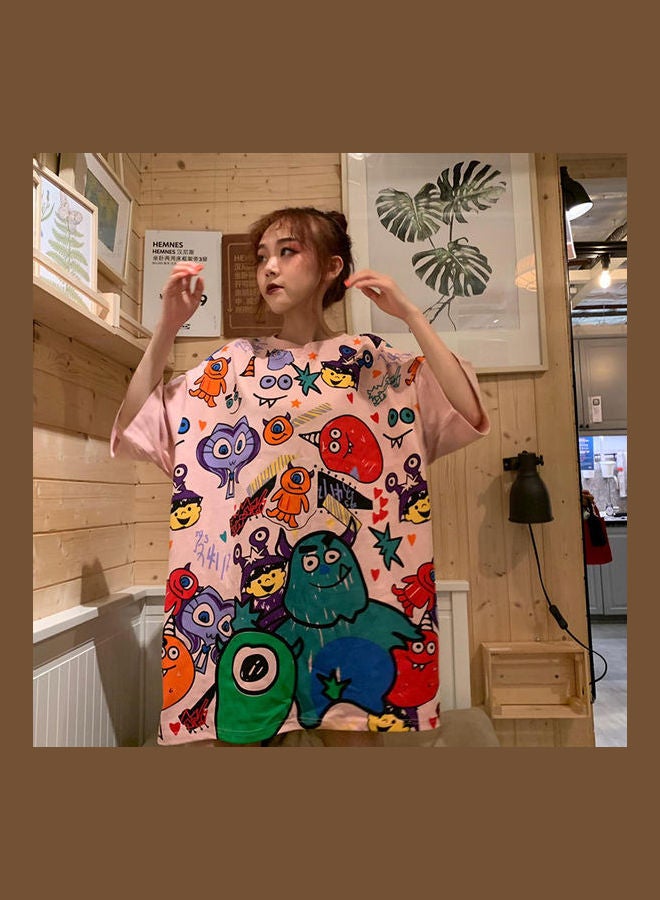 Cartoon Printed T-Shirt Pink/Green/Red  - Image 4
