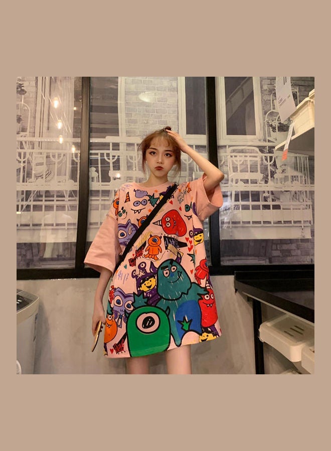 Cartoon Printed T-Shirt Pink/Green/Red  - Image 5