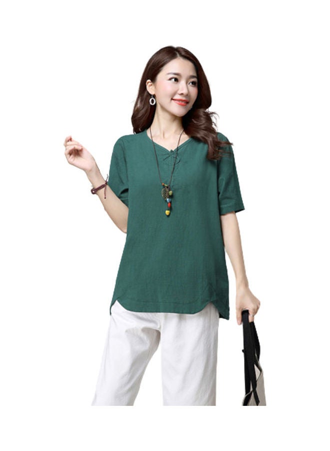 Retro Short-sleeve T-shirt Dark Green  - Image 1