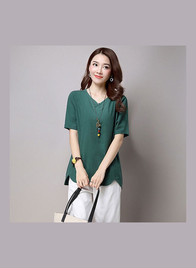 Retro Short-sleeve T-shirt Dark Green  - Image 3