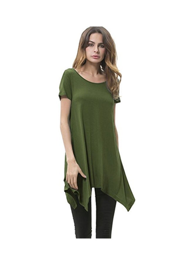 Solid Pattern Tunic Blackish Green