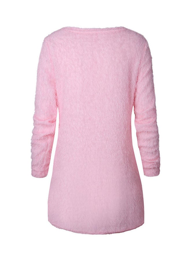 Long Sleeve Sweater Tops for Women Pink  - Image 3