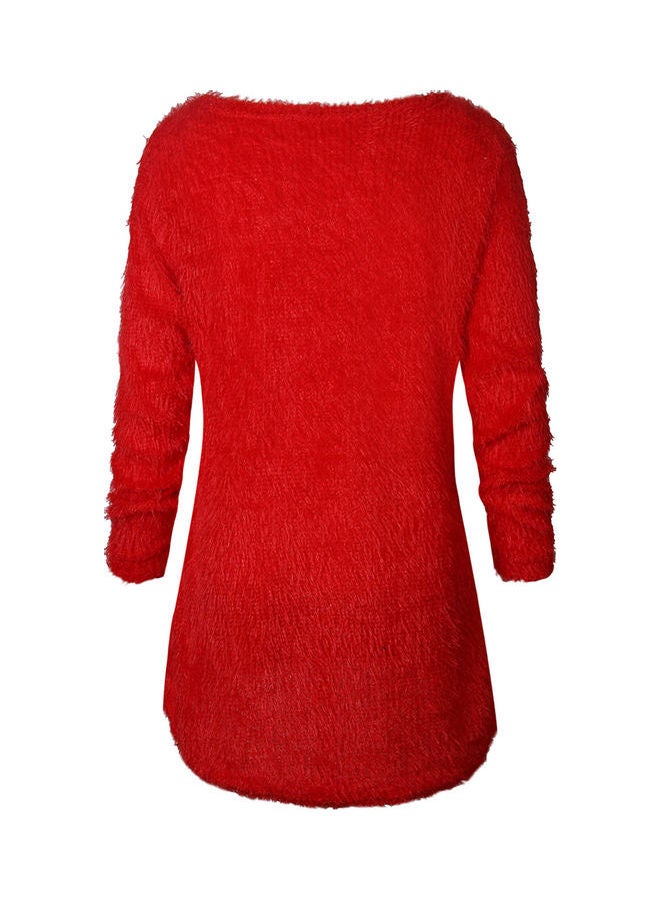 Long Sleeve Sweater Tops for Women red  - Image 2