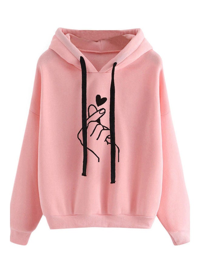 Heart-Shaped Loose Hoodie Pink - Image 1