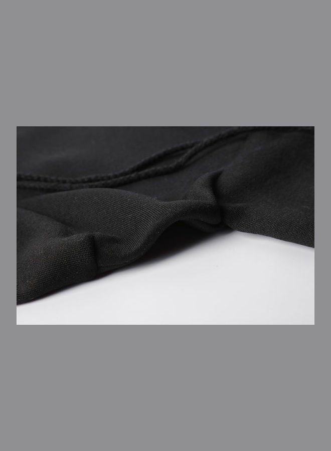 Cute Letter Printing Cat Ears Hooded Pullover Black - Image 3