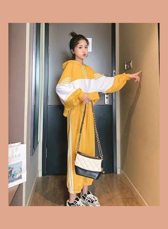 Autumn Outfit Two Piece Sportswear Suit Yellow  - Image 2