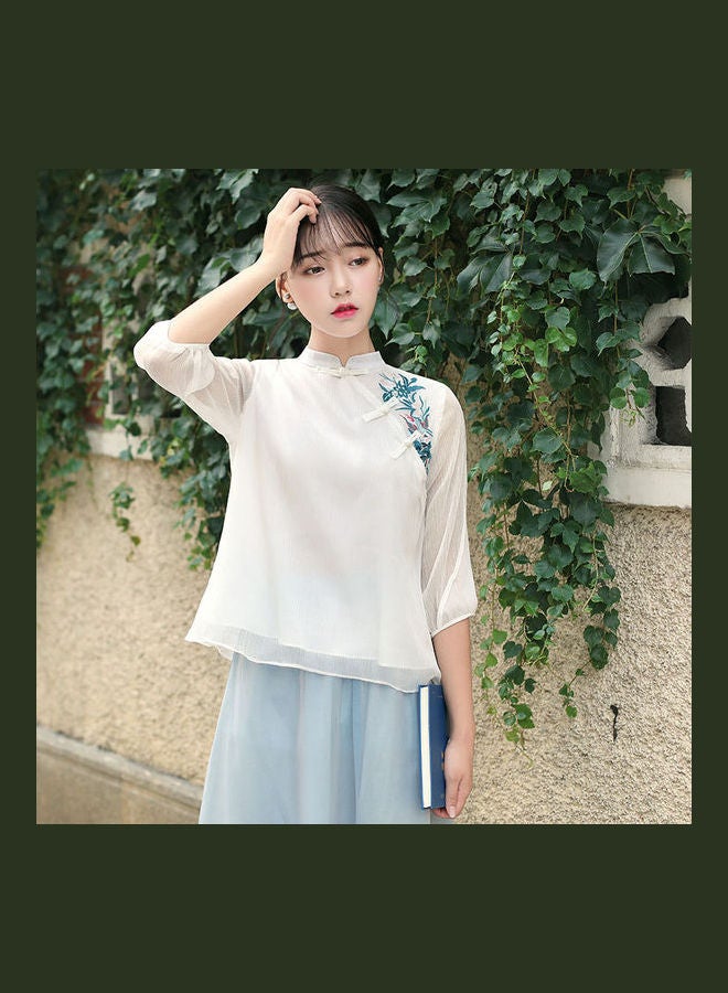 Embroidered Blouses White - Image 1