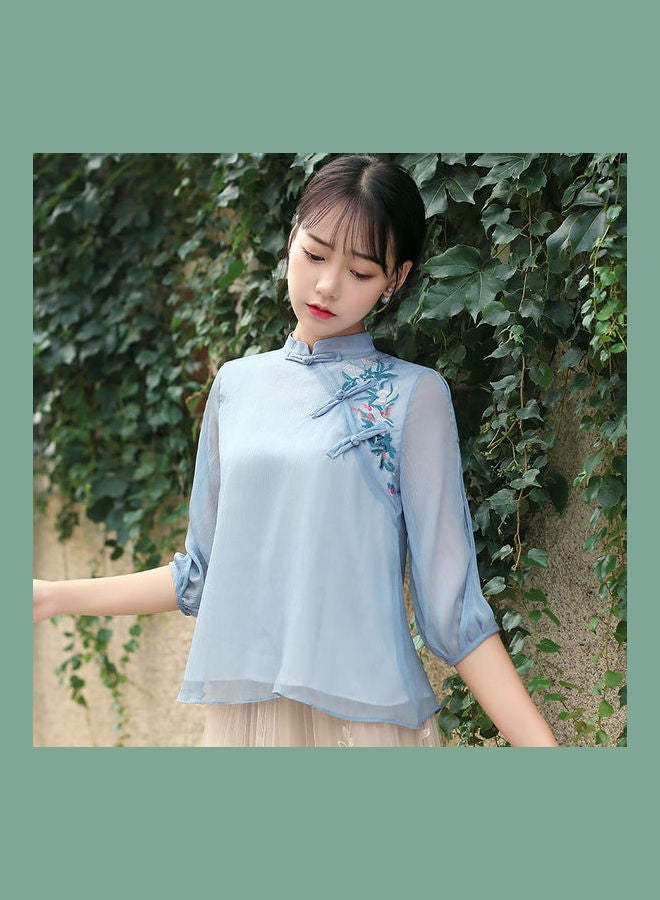 Embroidered Blouses Sky Blue - Image 1