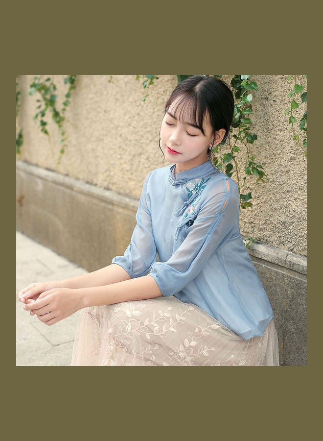 Embroidered Blouses Sky Blue - Image 2