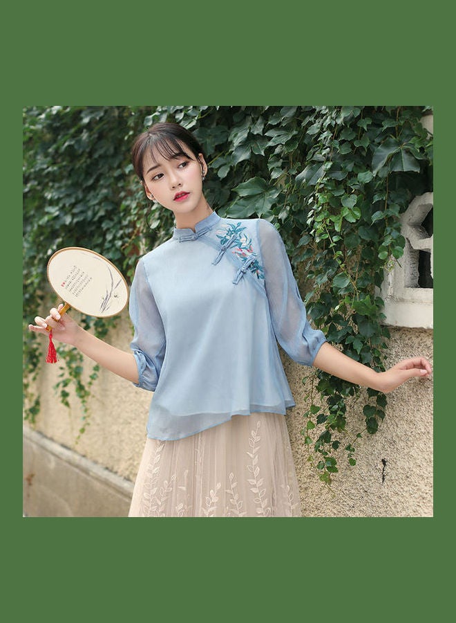 Embroidered Blouses Sky Blue - Image 3