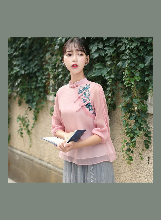 Embroidered Blouses Pink - Image 2