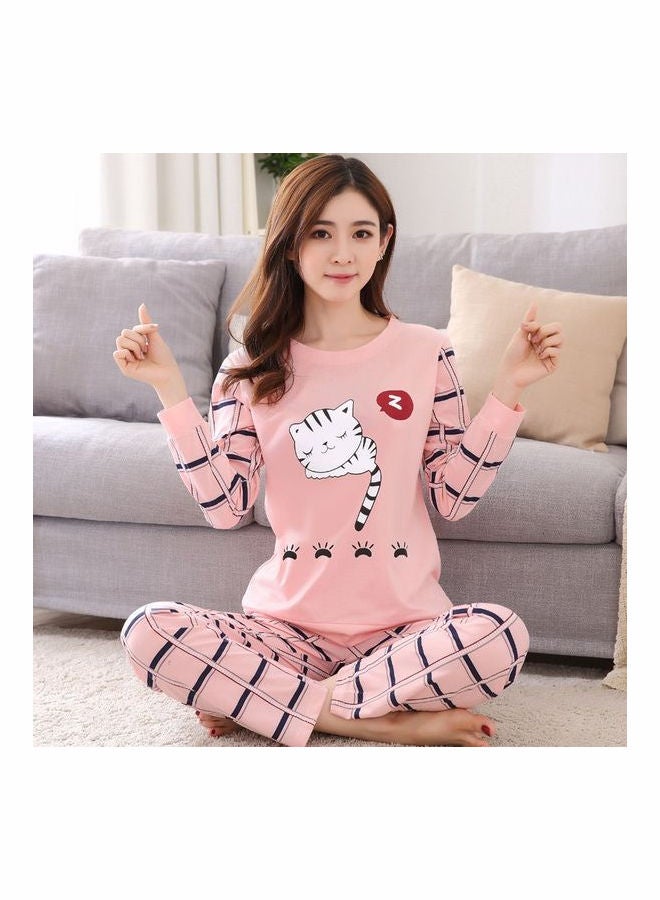Cute Cartoon Long Sleeved Winter Suit pink - Image 1