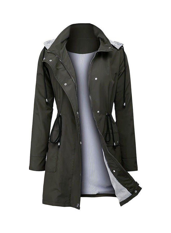 Solid Hooded Jacket Green - Image 1