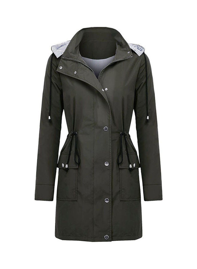 Solid Hooded Jacket Green - Image 2
