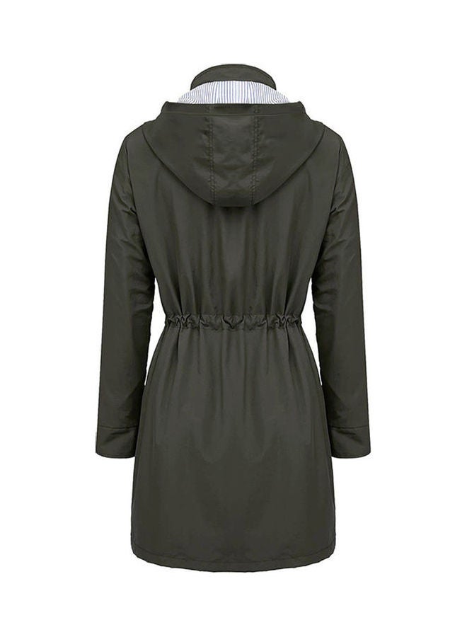 Solid Hooded Jacket Green - Image 3