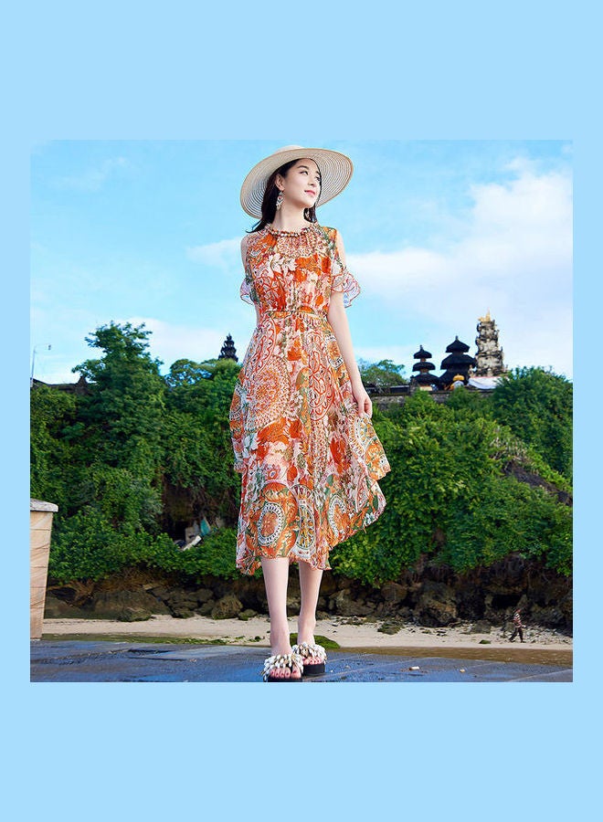 Bohemian Style Beach Dress Fragrant Orange - Image 2